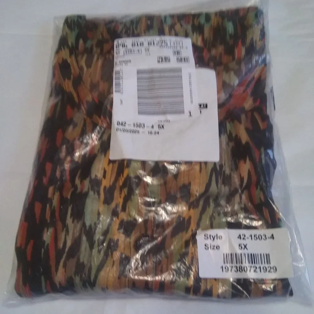 Catherines Brown Southwest Print Buttonfront Georgette Blouse- NWT-5X - Picture 6 of 6